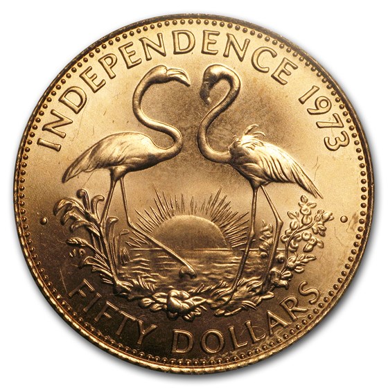 1973 Bahamas Gold 50 Dollars Independence BU 1973 Bahamas Gold 50 Dollars Independence BU