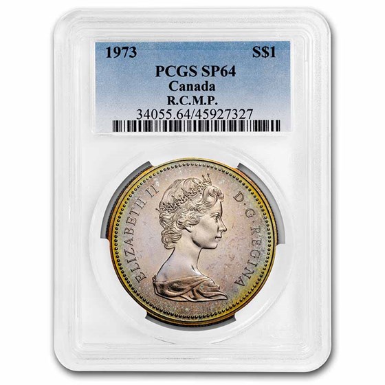 1973 Canada Silver Dollar RCMP SP-64 PCGS (Beautifully Toned) 1973 Canada Silver Dollar RCMP SP-64 PCGS (Beautifully Toned)