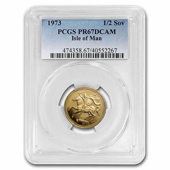 1973 Isle of Man Gold 1/2 Sovereign PR-67 DCAM PCGS 1973 Isle of Man Gold 1/2 Sovereign PR-67 DCAM PCGS