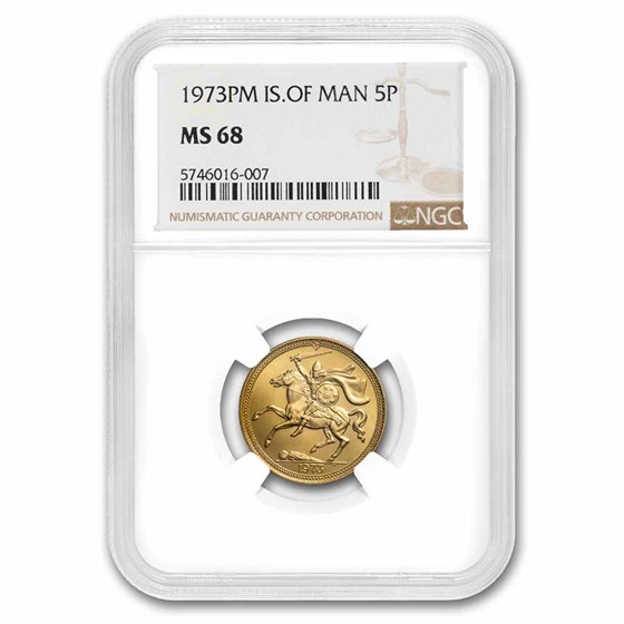 1973 Isle of Man Gold 5 Pounds MS-68 NGC 1973 Isle of Man Gold 5 Pounds MS-68 NGC