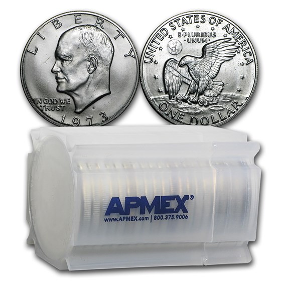 1973-S 40% Silver Eisenhower Dollar 20-Coin Roll BU 1973-S 40% Silver Eisenhower Dollar 20-Coin Roll BU
