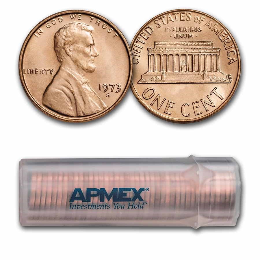 1973-S Lincoln Cent 50-Coin Roll BU