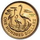 1974-77 Bahamas Gold 100 Dollars BU/Proof (Random)