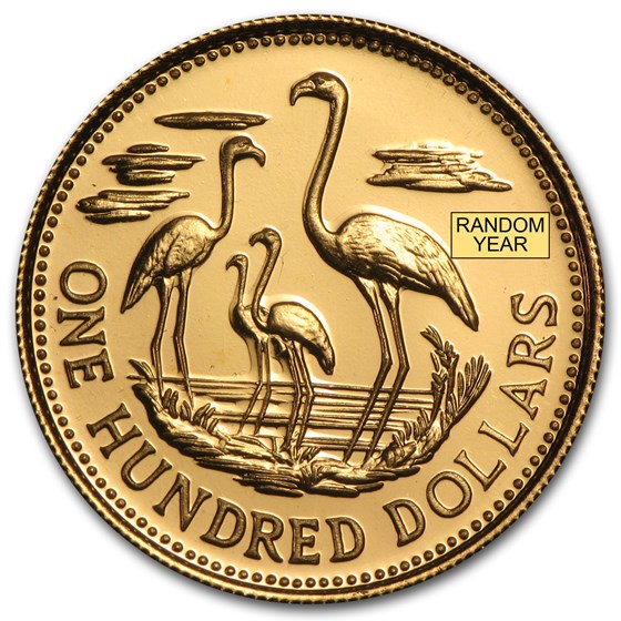 1974-77 Bahamas Gold 100 Dollars BU/Proof (Random) 1974-77 Bahamas Gold 100 Dollars BU/Proof (Random)