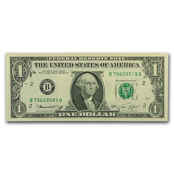 1974 (B-New York) $1.00 FRN CU (Printing Error) 1974 (B-New York) $1.00 FRN CU (Printing Error)