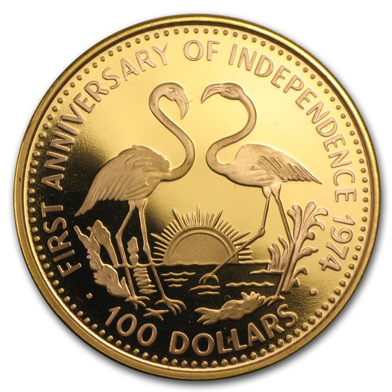 1974 Bahamas Proof Gold $100 Anniversary of Independence 1974 Bahamas Proof Gold $100 Anniversary of Independence