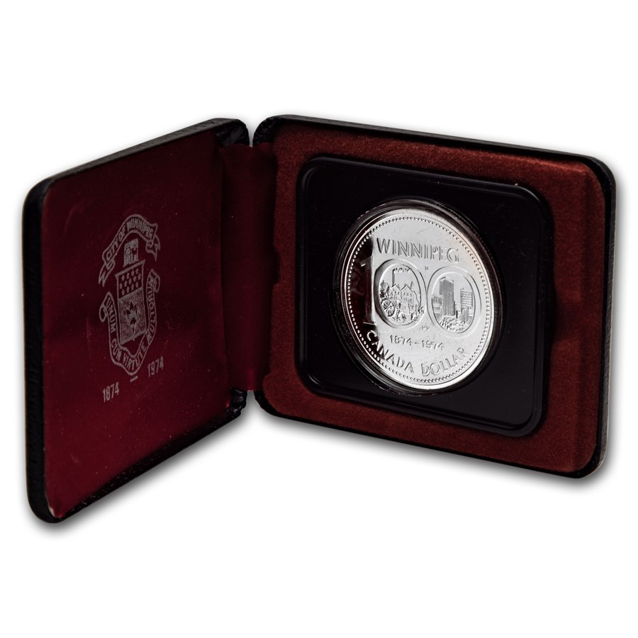 1974 Canada Silver Dollar Specimen (Centennial of Winnipeg w/OGP)