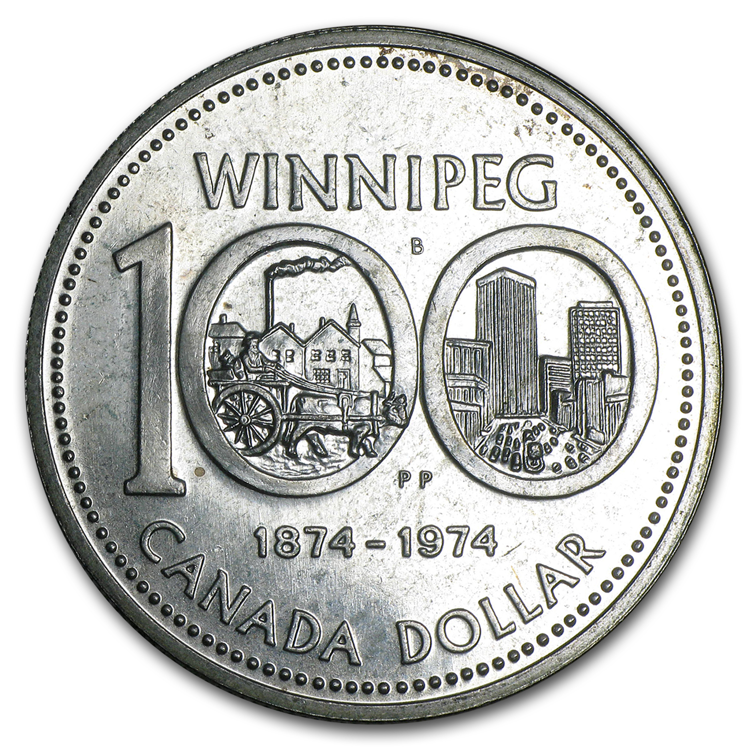 1974 Canada Silver 1$ Dollar Coin Winnipeg Centennial 
