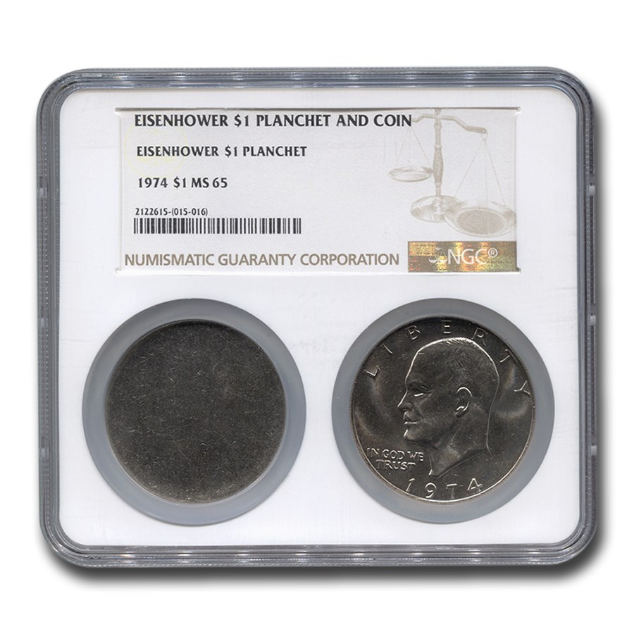1974 Clad Eisenhower Dollar & Planchet MS-65 NGC