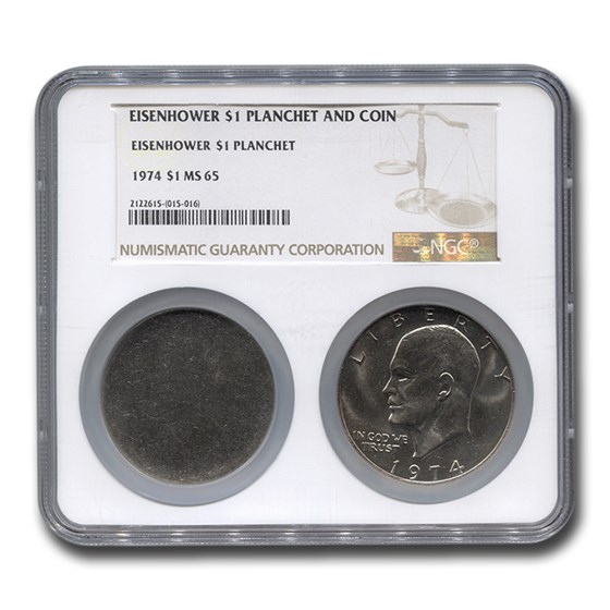 1974 Clad Eisenhower Dollar & Planchet MS-65 NGC 1974 Clad Eisenhower Dollar & Planchet MS-65 NGC