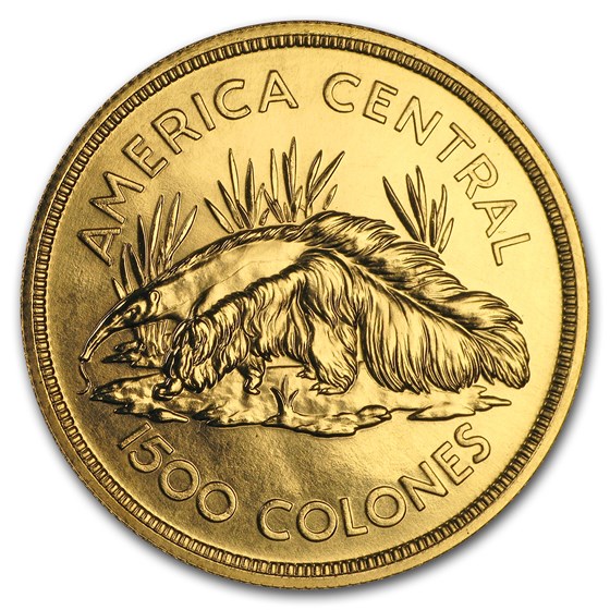 1974 Costa Rica Gold 1500 Colones Anteater BU 1974 Costa Rica Gold 1500 Colones Anteater BU
