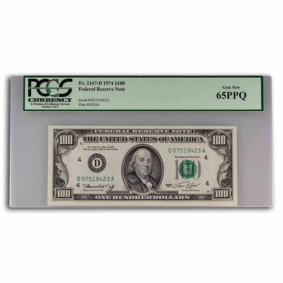 1974 (D-Cleveland) $100 FRN Gem CU-65 PPQ PCGS (Fr#2167-D)