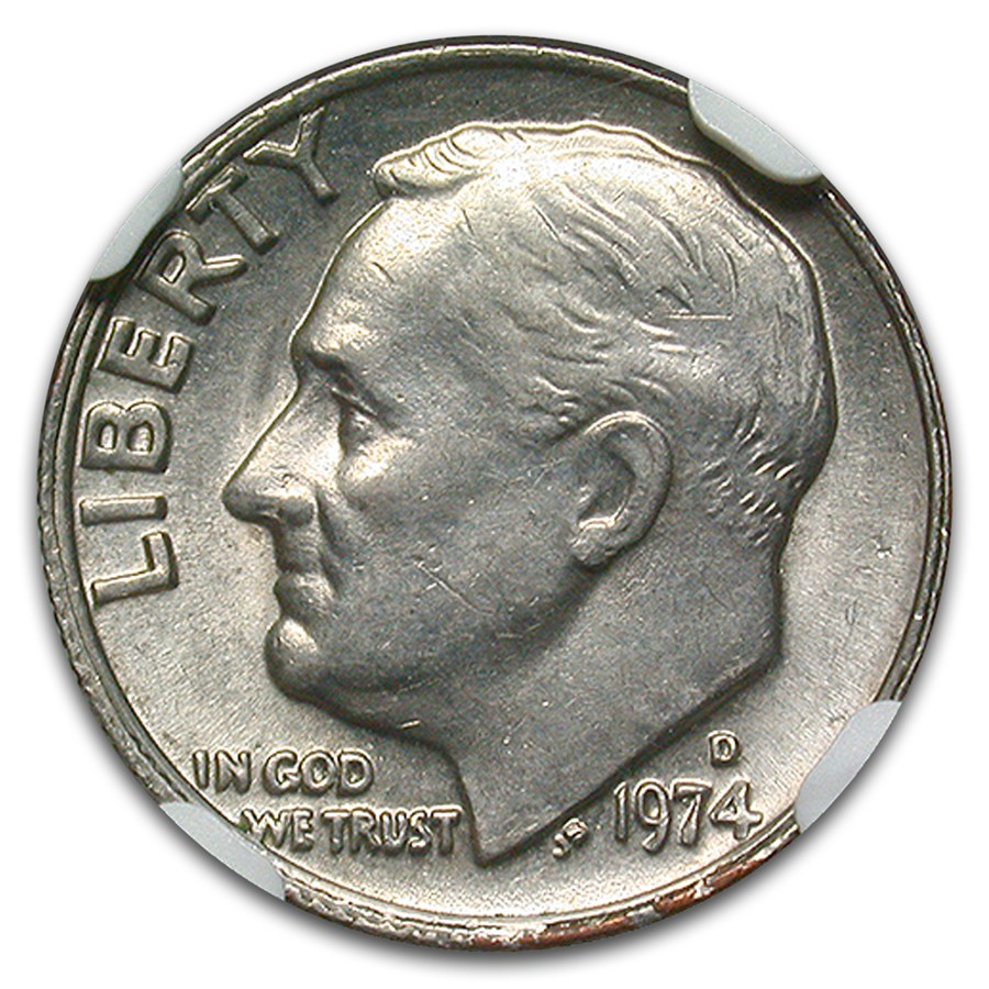 1974-D Roosevelt Dime MS 63 NGC (Rev Missing Partial Clad Layer)
