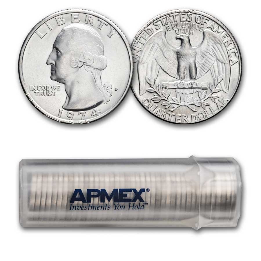1974-D Washington Quarter 40-Coin Roll BU