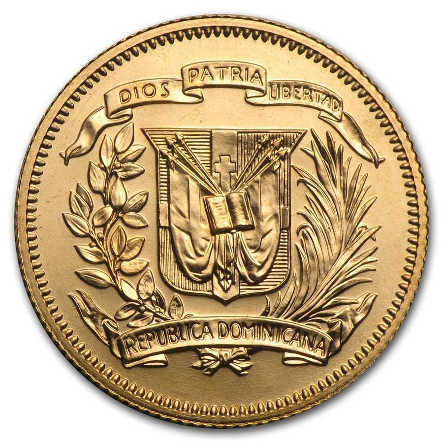 1974 Dominican Republic Gold 30 Pesos BU