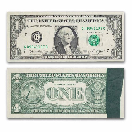 1974 (G-Chicago) $1 FRN VF (Fr#1908-G) Ink Smear