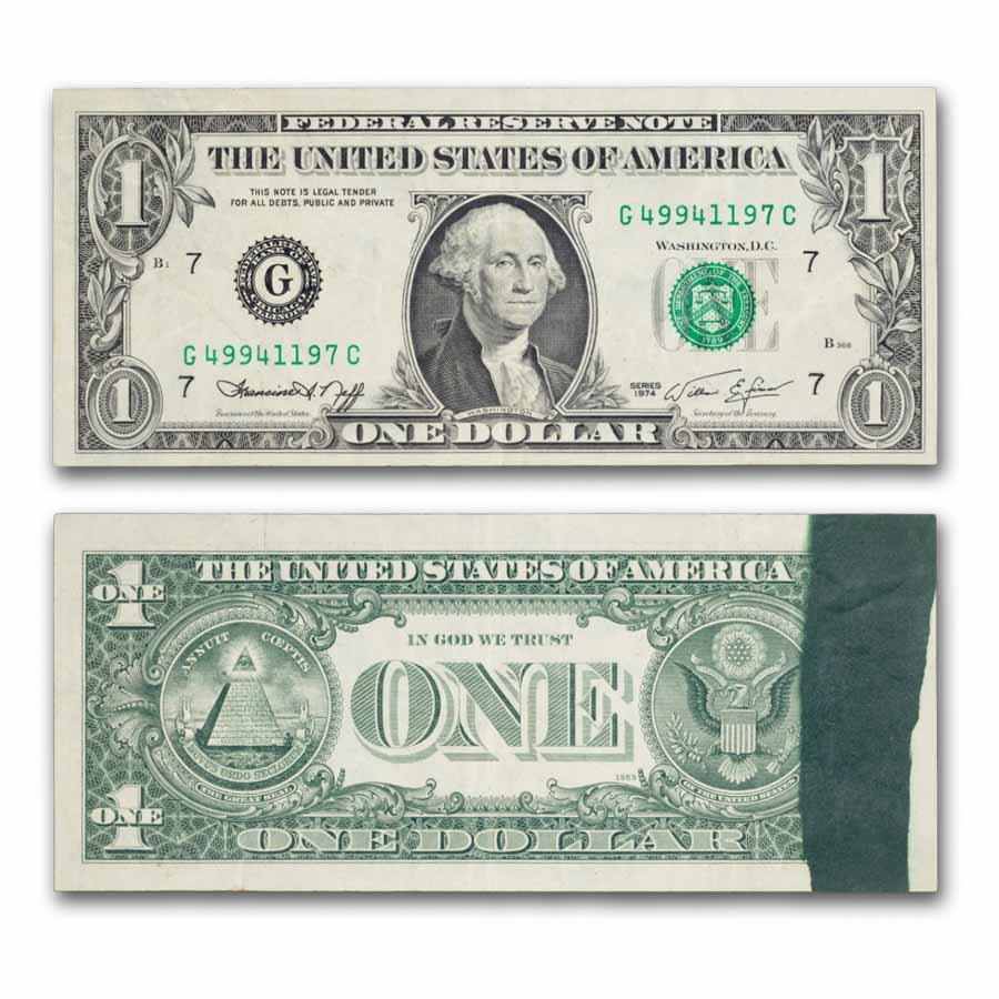 1974 (G-Chicago) $1 FRN VF (Fr#1908-G) Ink Smear
