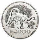 1974 Indonesia Silver 2000 Rupiah Tiger BU