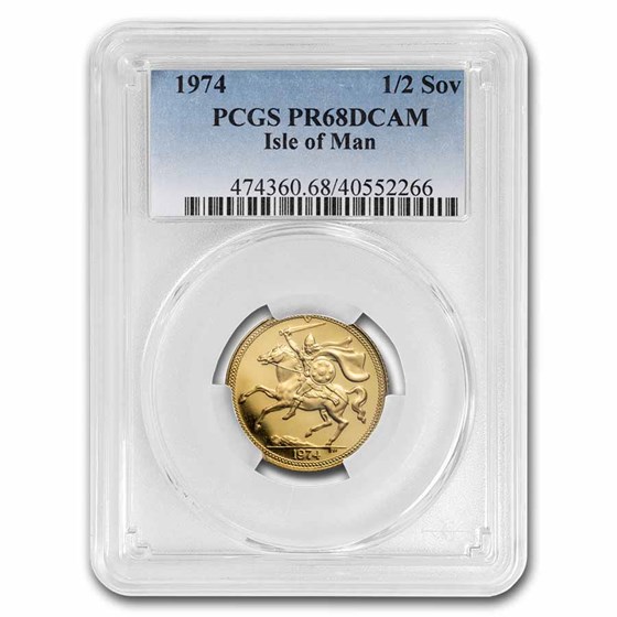 1974 Isle of Man Gold 1/2 Sovereign PR-68 DCAM PCGS 1974 Isle of Man Gold 1/2 Sovereign PR-68 DCAM PCGS