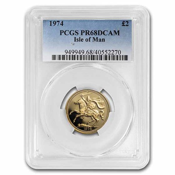 1974 Isle of Man Gold 2 Pounds PR-68 PCGS 1974 Isle of Man Gold 2 Pounds PR-68 PCGS