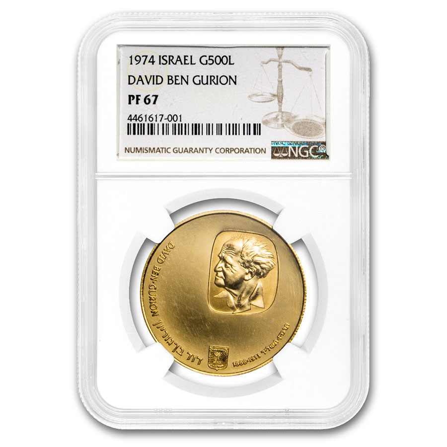 Buy 1974 Israel Gold 500 Lirot David Ben-Gurion PF-67 NGC | APMEX
