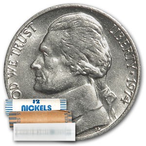 1974 Jefferson Nickel 40-Coin Roll BU
