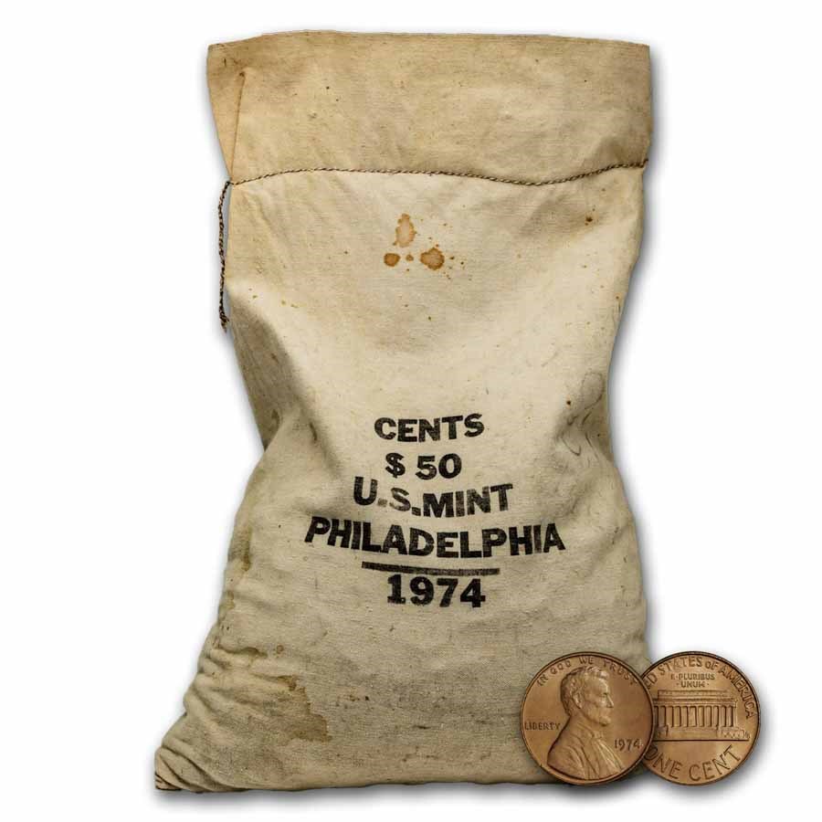 1974 Lincoln Cent $50.00 Mint Sewn Bag (Sealed)