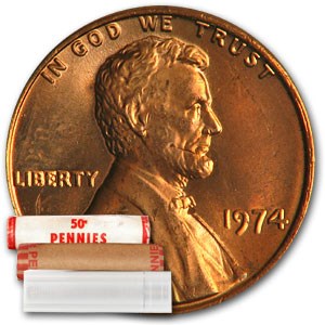 1974 Lincoln Cent 50-Coin Roll BU 1974 Lincoln Cent 50-Coin Roll BU