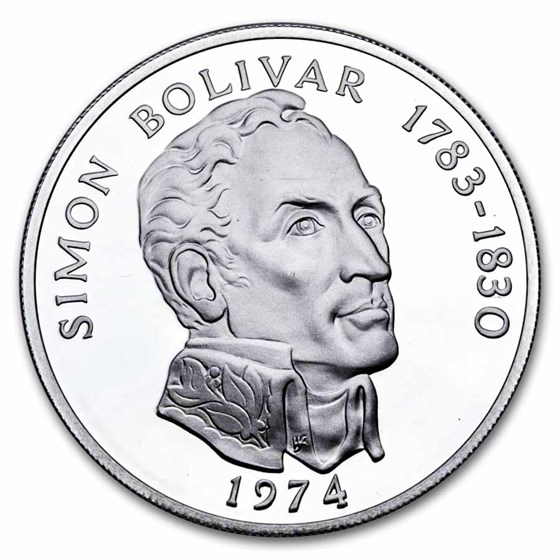 1974 Panama Silver 20 Balboas Simon Bolivar Proof (w/Box & COA) 1974 Panama Silver 20 Balboas Simon Bolivar Proof (w/Box & COA)