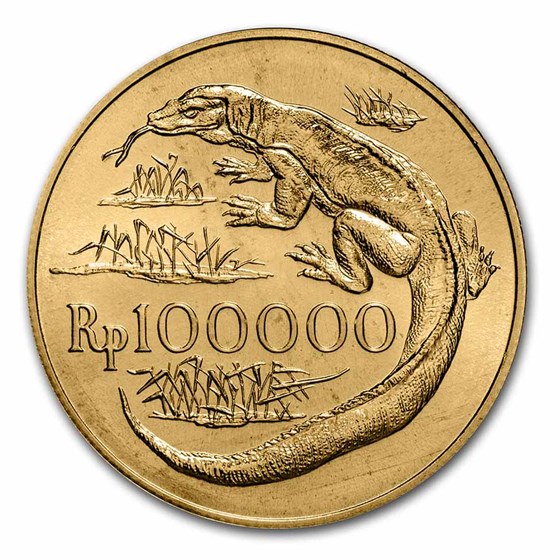 1974 Republic of Indonesia Gold 100,000 Rupiah BU