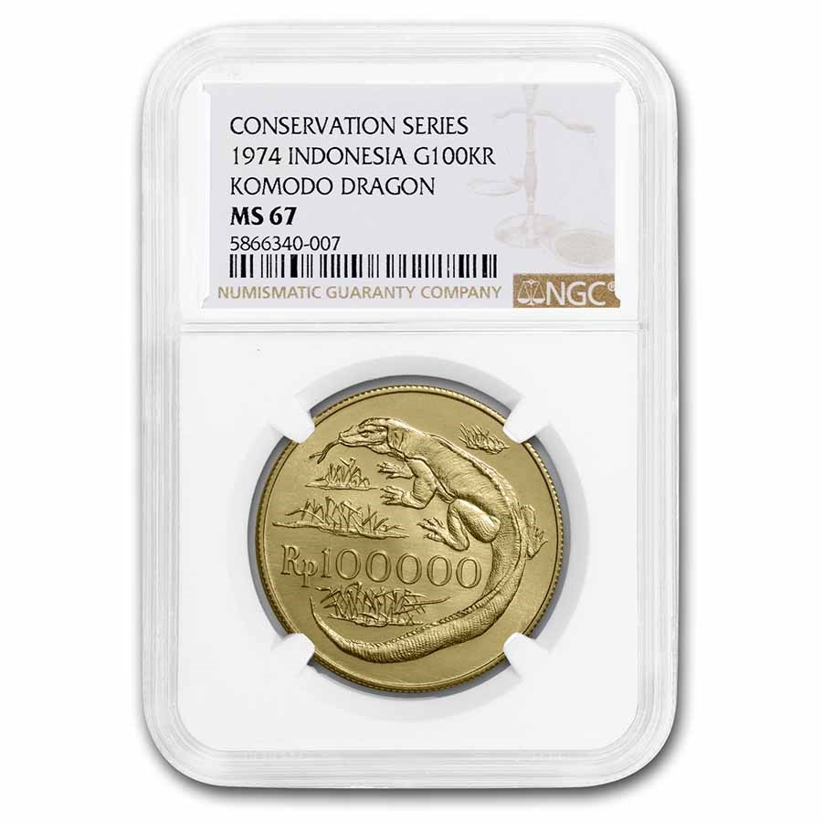 1974 Republic of Indonesia Gold 100,000 Rupiah MS-67 NGC