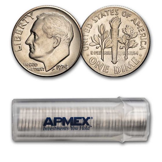 1974 Roosevelt Dime 50-Coin Roll BU 1974 Roosevelt Dime 50-Coin Roll BU