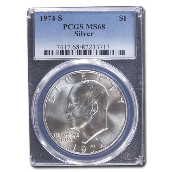 1974-S Eisenhower Silver Dollar MS-68 PCGS 1974-S Eisenhower Silver Dollar MS-68 PCGS