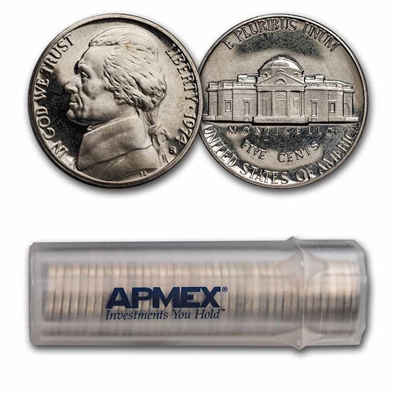 1974-S Jefferson Nickel 40-Coin Roll Gem Proof 1974-S Jefferson Nickel 40-Coin Roll Gem Proof