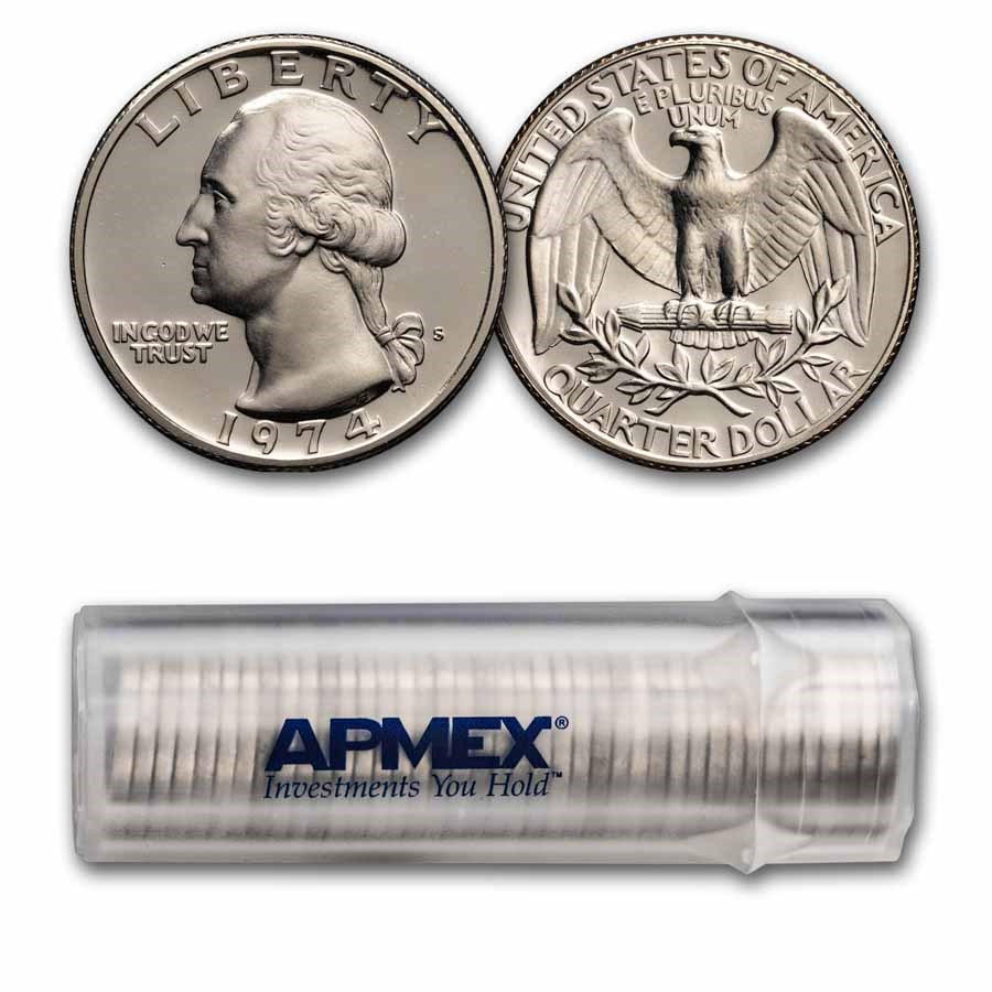 1974-S Washington Quarter $10 40-Coin Roll Proof