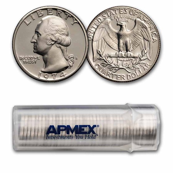 1974-S Washington Quarter $10 40-Coin Roll Proof 1974-S Washington Quarter $10 40-Coin Roll Proof