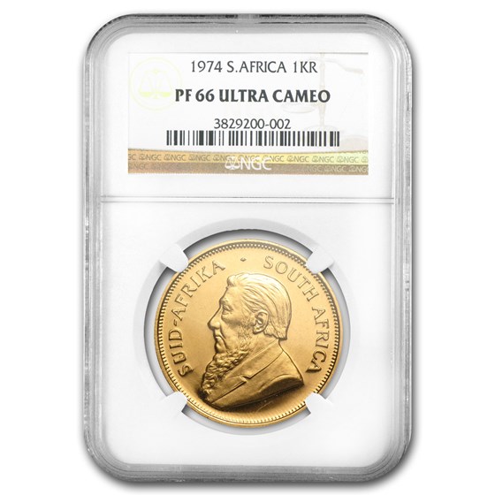 1974 South Africa 1 oz Gold Krugerrand PF-66 NGC 1974 South Africa 1 oz Gold Krugerrand PF-66 NGC