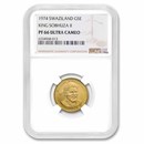 1974 Swaziland Proof Gold 5 Emalangeni Sobhuza PF-66 NGC