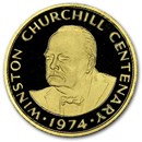 1974 Turks & Caicos Proof Gold 50 Crowns Winston Churchill