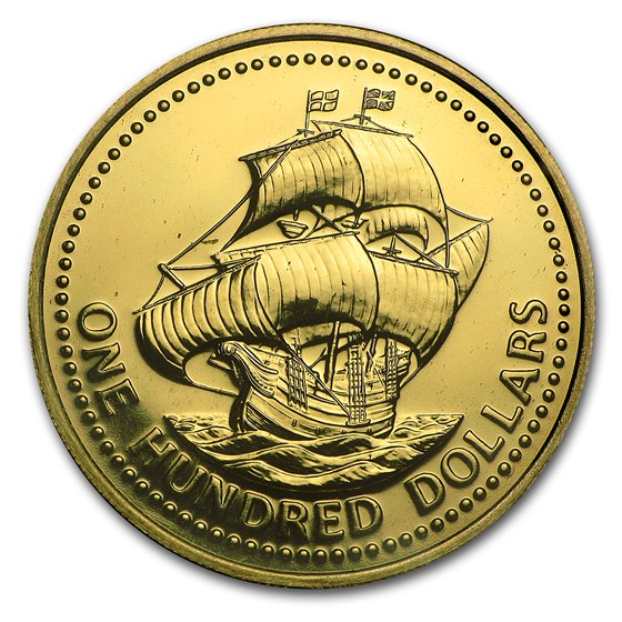 1975 Barbados Gold $100 350th Anniversary BU 1975 Barbados Gold $100 350th Anniversary BU