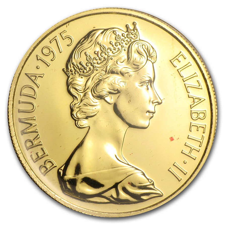 1975 Bermuda Gold $100 Royal Visit BU/Proof