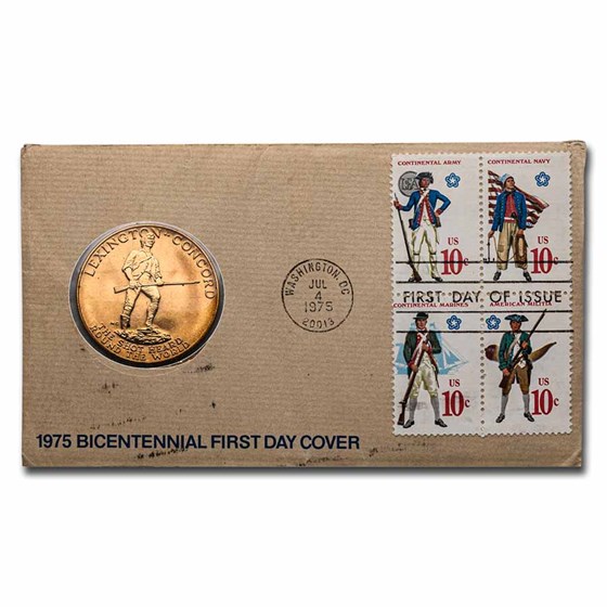 1975 Bicentennial Bronze Medal First Day Cover