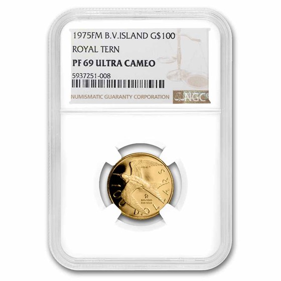 1975 British Virgin Islands Gold 100 Dollars PF-69 NGC 1975 British Virgin Islands Gold 100 Dollars PF-69 NGC