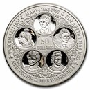 1975 Cayman Islands "Six-Queens of England" Silver $50 Proof
