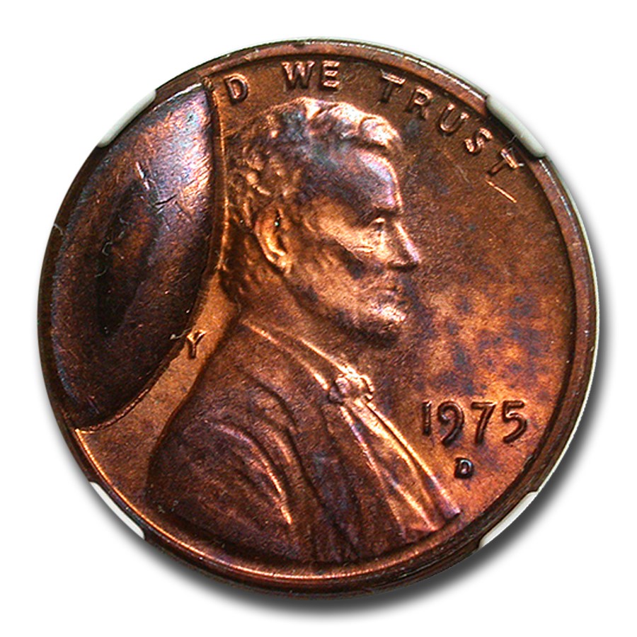 1975-D Lincoln Cent MS-64 NGC (RB, Obverse Die Break)