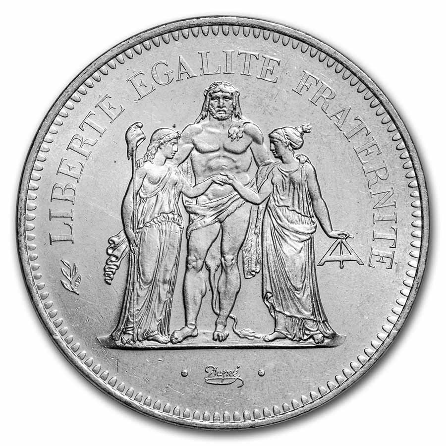 1975 France Silver 50 Francs Hercules BU