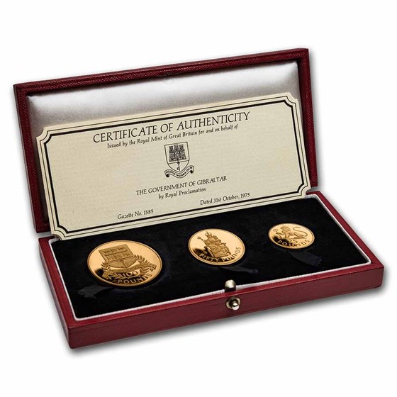 1975 Gibraltar Gold 3-Coin Proof Set 1975 Gibraltar Gold 3-Coin Proof Set