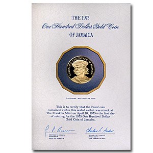 1975 Jamaica Gold 100 Dollars Columbus Proof 1975 Jamaica Gold 100 Dollars Columbus Proof