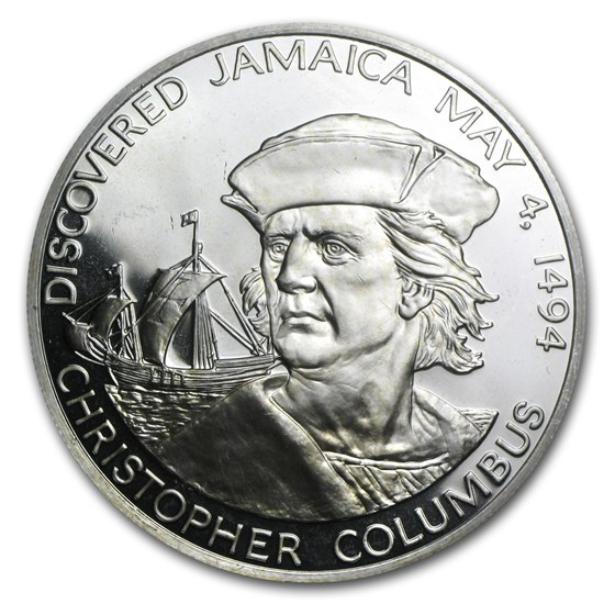 1975 Jamaica Silver $10 Columbus Proof