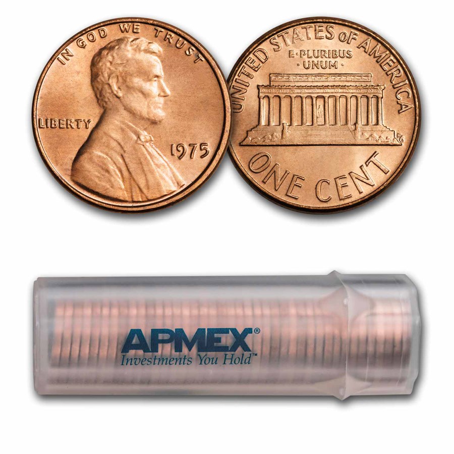 1975 Lincoln Cent 50-Coin Roll BU